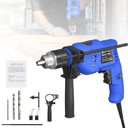850W Schlagbohrmaschine, Bohrhammer 2-in-1-Bohrhammer, Variable Drehzahl Bohrer mit Schlagbohrkronen, 13mm Bohrfutter,3000 RPM Bohrkronen Schlaghammer, 360° Drehbarer Griff für Metall, Holz und Beton
