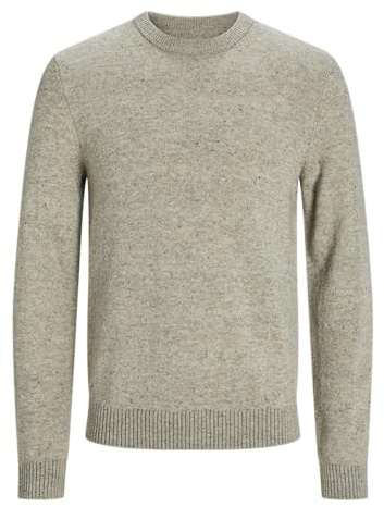 JACK&JONES JPRCCLAMBSWOOL stickad crew neck LN, Ljusgrå melange/detalj: twist, S