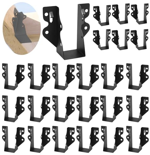 24 Pcs 2x4 Joist Hanger, Black Powder-Coated for Rafter Hurricane Ties Joist Hangers, Tie Brackets for Floor Deck and Ceiling Trusses
