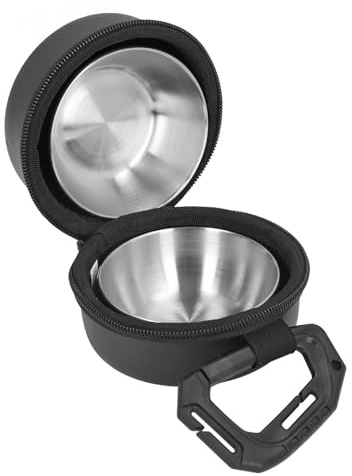 Faltbare Reise Hundenäpfe, Tragbarer Edelstahl-Doppelnäpfe Tierfutter Wassernäpfe mit Kollisionssicherer Eva Aufbewahrungstasche Zum Aufhängen für Outdoor Wandercamping kleine große Hunde