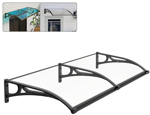 Vordach Für Haustür 160 X 80 Cm, Überdachung Haustür Aus Aluminium Und Polycarbonat, Transparentes Pultbogenvordach, Pultvordach, Türdach, Balkon, Pavillion, Regenfest Und UV ( Color : Transparent , S