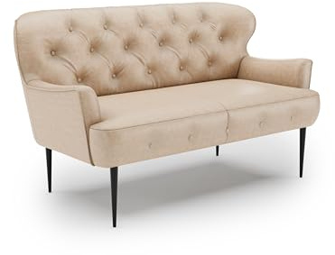 CAVADORE 2-Sitzer Küchensofa Amba, Trendige Sitzbank für Küche oder Esszimmer / 153 x 97 x 87 / Hochwertiges Mikrofaser: Beige
