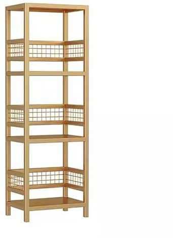 zxhrybh Corner Shelf, Tall Narrow Bookshelf, Storage Rack Etagere Bookshelves, Open Bookcase, for Small Spaces, Living Room Bathroom(Gold,39.3in/100cm)