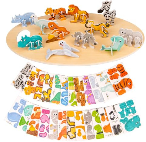 3D Puzzles for Teen, 25 PCS Educational Cartoon 3D Puzzle Kit, Engaging 3-D Puzzles Set for Teenagers Constructible, Ideal Fun Art Crafts Birthday for Adolescents, Animal Themed