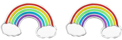 Zenvie Pendientes arcoíris y nubes, plata de ley 925