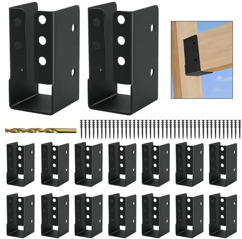 Concealed Joist Hanger 16PCS,2x4 Outdoor Concealed-Flange Joist Bracket,2x4 Railing Brackets,Q235B Steel Powder-Coated Joist Hanger Fit for Beam,Swing, Handrail,Fence