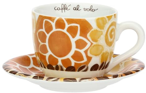 Tazza colazione con piattino in porcellana Caffè al Sole