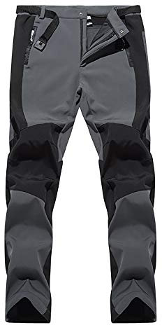 Softshellbyxor, herr, vattentäta snöbyxor, män, vinter, skidbyxor, varma fodrade trekkingbyxor med bälte och fickor, vindtäta, snowboardbyxor, tjocka utomhusbyxor, vinterbyxor, skidbyxor, GRÅ, L