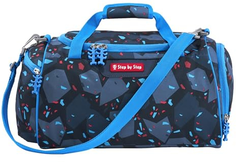 Step by Step Sporttasche „Tractor Freddy“, blau, mit Nasswäschefach, Abnehmbarer Tragegurt, Verstellbarer Schultergurt, für Jungen 1. Klasse, 13L