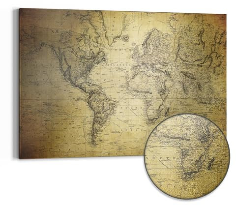 DEQORI Metall Magnettafel | 90x60 cm cm groß | Motiv Alte Weltkarte | Whiteboard für alle Magnete | Magnetboard Wand-Tafel für Küche & Büro | Design Magnetwand Pinnwand magnetisch