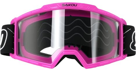 SAKOU Anti-buée Lunettes Moto Cross Enfants et Adolescents, pour moto, Motocross, Vélo Tout-terrain et Quad, pour Garçons et Filles âgés de 3 à 12 ans (Rose)