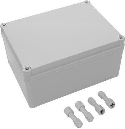 LeMotech Caja de derivación impermeable IP67, caja eléctrica de plástico ABS, carcasa a prueba de polvo para electrónica, cajas de conexiones para proyectos de bricolaje, gris, 200 x 150 x 100 mm