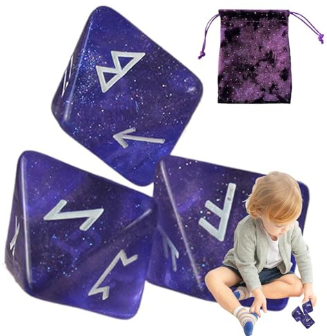 Astrologi tärningar, Runa tärningsspel, spådom spel verktyg 8 sidor, runa spådom astrologi tärningar polyhedral harts tärningar set med dragsko för bordsspel