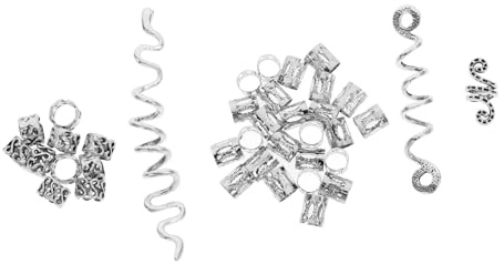 38 Stück Spiral Haarclips aus Zinklegierung in Silber | Dreadlock Accessoires, für Braids und Geflochtene Frisuren, für Braut und Hochzeit, für Mädchen und Frauen