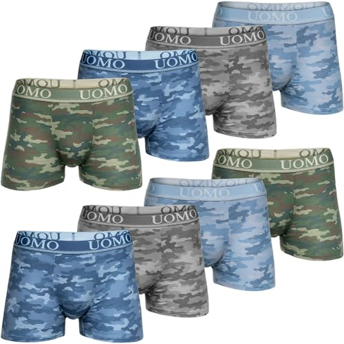 Pesail 8er Pack Herren Boxershorts aus Baumwolle verschiede Modelle Gr. M bis 6XL Unterwäsche Unterhose Übergröße Retroshorts 6XL-8x Mix 4