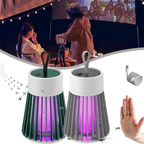 MozzGuard 2025 Lampe anti-moustiques imperméable pour extérieur avec batterie portable Gris + vert