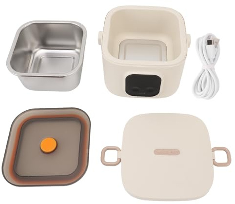 Box per Il Pranzo Elettrico da 800 ml di Alimenti Portatili più Calda con Controllo a Temperatura Regolabile, Batteria Ricaricabile da 14000 mAh, Facile da Lavare 304 in Acciaio