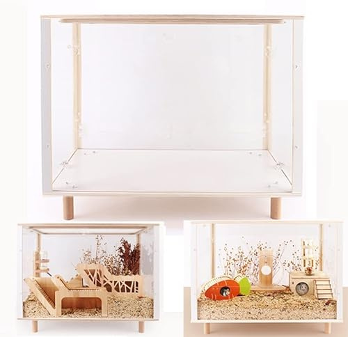 Hamsterkäfig mit transparenten Wänden - Kleintierkäfig für Zwerge und große Hamster, ideal zur Beobachtung, Größe 60cm
