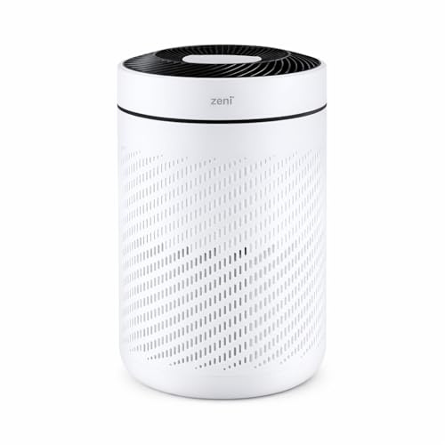 Zeni Air Purifier CADR: 250 m³/h | 240 × 240 × 384mm | H13 True HEPA Filter | Vortex Flow Covers 20-27 m² | Pet Dander, Dust, Smoke, Pollen & Allergen Remover | Home Allergy Relief, Odour Eliminator