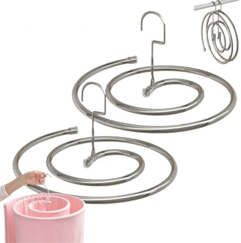 2 estantes de secado de acero inoxidable en forma de espiral para sábanas, plegable y rotación de 360°, soporte de lavandería que ahorra espacio, perchero colgante para mantas, toallas, grosor de 12