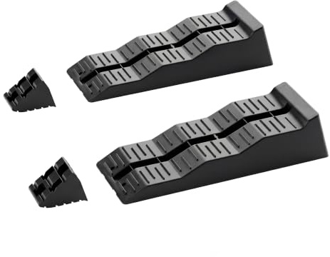 Wiltec Stufenkeile Paar 40/70/100 mm 5 t mit Stopper, Auffahrkeile 2er-Set mit 3 Höhen, Ausgleichskeile für Wohnwagen, Wohnmobil, Camper