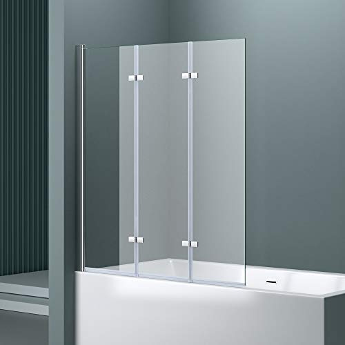 doporro Shower Screen for Bathtub 130 x 140 cm Bath Attachment Folding Wall