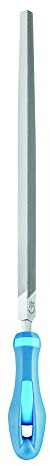 PFERD Werkstattfeile Dreikant, 200mm, dreieckige, spitz zulaufende Feile, Kreuzhieb H2 auf drei Seiten, inkl. Ergonomie-Feilenheft, 11211207 – für universelle Schrupp- und Schlichtarbeiten geeignet