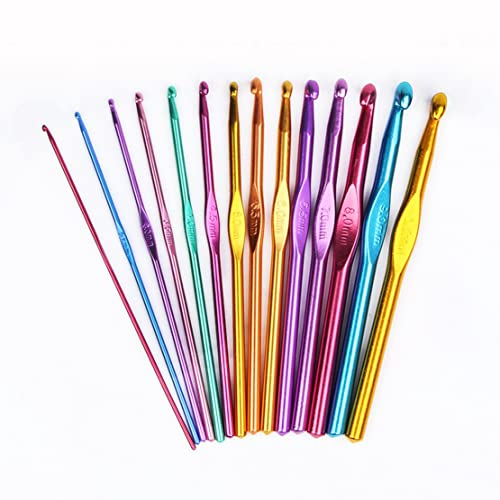 JZK 14x Aluminium Häkelnadeln Set Stricknadeln Werkzeugset, 2,0mm/2,5mm/3,0mm/3,5mm/4,0mm/4,5mm/5,0mm/5,5mm/6,0mm/6,5mm/7,0mm/8,0mm/9,0mm / 10.mm