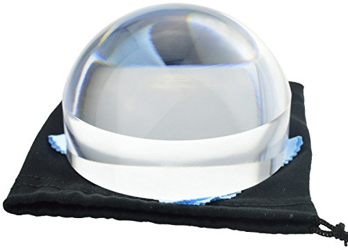 YOCTOSUN 3.8 Inch Acrylic Paperweight Reading Magnifying Glass 5X Dome Magnifier Optical Half Ball Lens with Gift Box and Polishing Pouch (95mm)