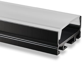 Aluminium de U Profile pour led Stripes/Rayures, Alu U-Profil Mini 24 schwarz für LED Streifen bis 24mm + flacher milchiger Abdeckung, EFP