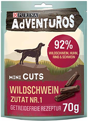 PURINA Adventuros Hundeleckerlis Mini Cuts mit Wildschwein Beutel, 7er Pack (7 x 70 g)
