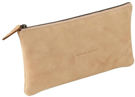 Clairefontaine 103513C – ett platt pennfodral Flying Spirit 22 x 11 cm, i åldrat lammskinn, beige