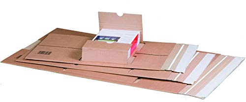 KK Verpackungen® Höhenvariable Versandverpackung für Büchersendungen | 20 Stück, DIN C4, 350x260x70mm | Buchverpackung, mittige Aufnahme mit Selbstklebeverschluss & Aufreißfaden