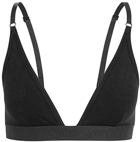 Yenita Bambus Damen Unterwäsche, Triangel BH, Schwarz, Gr.L