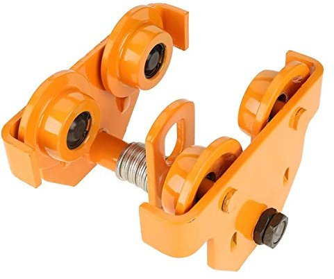 EVTSCAN Latest Heavy Duty Manual Trolley 1 Ton Capacity Plain Trolley 2000LBS Push Beam Track Roller Trolley Crane Lift Dual Wheels Garage Hoist for Straight Curved I Beam