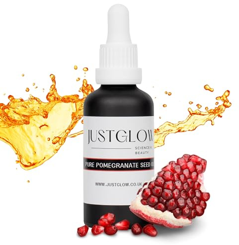 JustGlow Orgainc Huile pour le visage aux graines de grenade, soin naturel de la peau, sérum végétalien pour le visage, 50 ml, crème anti-rides pour le visage – une alternative à l'huile bio pour les
