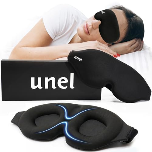 unel Eye Mask for Sleeping, Luxury Blackout Sleep Mask for Men & Women, Perfect for Travel, Napping or Shift Work - 100% Blackout