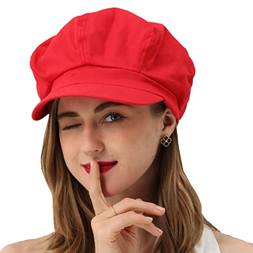 Damen Newsboy Cap Sommer Baskenmütze - 100% Baumwolle 8 Paneele Vintage Cabbie Hut - Achteckige Schirmmütze für Frauen Mädchen Damen Geschenk