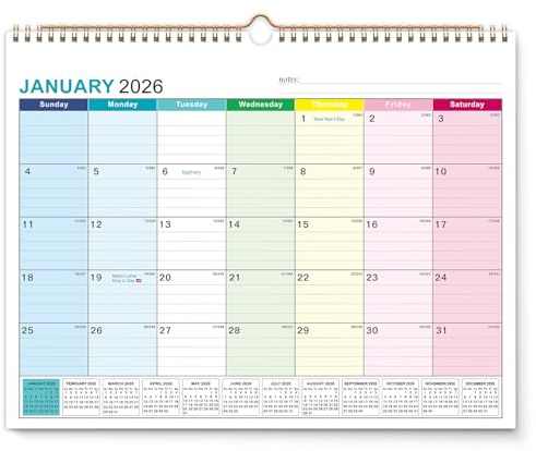 Kyweel Wall Calendar 2026-2027, Jan 2026-June 2027, 15 x 12, Highlight Holidays, Planning Calendar, Thick Paper