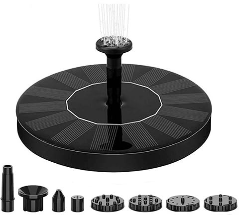 Solar Springbrunnenpumpe, 3,5 W LED Solarbrunnen, Freistehende Schwimmende Solar Springbrunnenpumpe mit Schwammfilter, Um Ein Verstopfen Der Pumpe Zu Verhindern, Geeignet für Vogelteich(Schwarze Düse)
