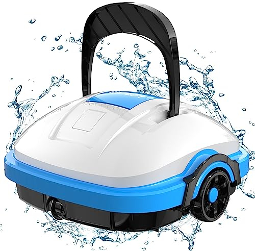 WYBOT Robot Piscina Batteria, Pulitore Automatico per Piscina Che Dura 50 Minuti, Doppio Motore, Aspirapolvere per Piscine Fuori Terra e Piscine interrate a Fondo Piatto, Fino a 50 m²
