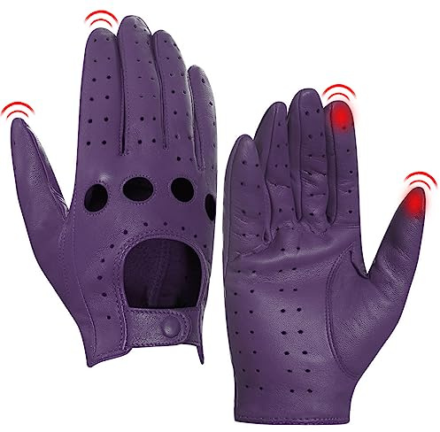 Harssidanzar Damen Sommer Leder Fahrhandschuhe Lammfell Fahrhandschuhe GL009EUA