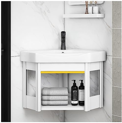 Waschbecken Klein Hänge Waschbecken Keramik, Eckwaschbecken Waschbecken Wandmontage Eckig Keramik, Keramikwaschbecken Eckwaschbecken Weiß, Waschbecken Mit Überlauf Für Hängewaschbecken ( Color : Wit ,