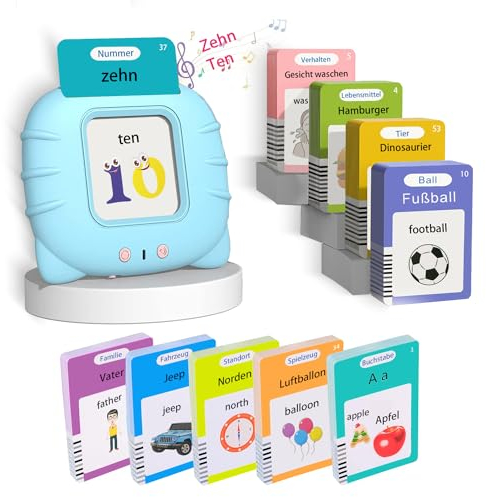[Schließen] Sprechende Lernkarten Deutsch, Standard 255 Blätter 510 Wörter, Lernspielzeug Ab 1 Jahr Vorschul Wörter Lernen Interaktives Spielzeug Geschenk für Jungen & Mädchen