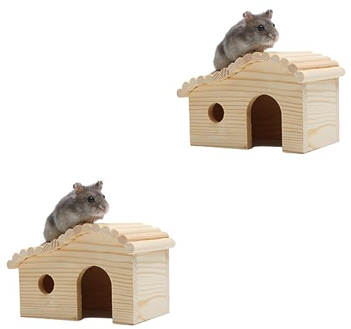 POPETPOP 2st Hamsterversteck Aus Holz Versteck Der Hamsterburg Holzhaus Für Hamster Haustier-mäuse-hütte Spielzeug-Haustiere Holzhütte Blockhaus Protokoll Schlafendes Nest Hölzern