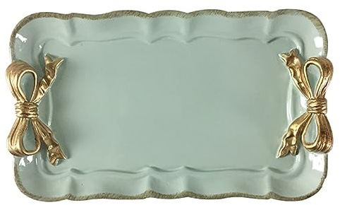 Holibanna Plateau À Dessert Avec Design Rétro Nœud Pour Bijoux Et Gâteaux Couleur Vert Macaron Pour Décoration