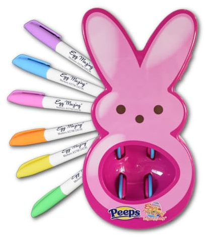 The Eggmazing Egg Decorator - Peeps Bunny - Arts and Craft Set Includes 6 Colorful Quick Drying, Non-Toxic Markers (Pink), Ages 3 and Up