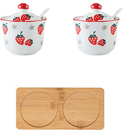 Dispensador azucarero,bote condimento, Azucarero con tapa con diseño dibujado a mano, azucarero de cerámica con forma de taza de té, accesorios de café, vertedor de azúcar, almacenamiento de cocina-Ba