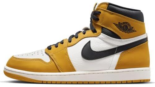NIKE Air Jordan 1 Retro High OG Gul Ockra/Svart-Segel, Herr, Sneakers, 44.5 EU