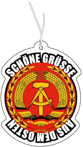 2x Duftbaum mit schöne Grüße aus dem Osten Motiv, Auto lustig Duftspender, Duftbaum Auto tuning, Lufterfrischer, Duftanhänger Set Auto